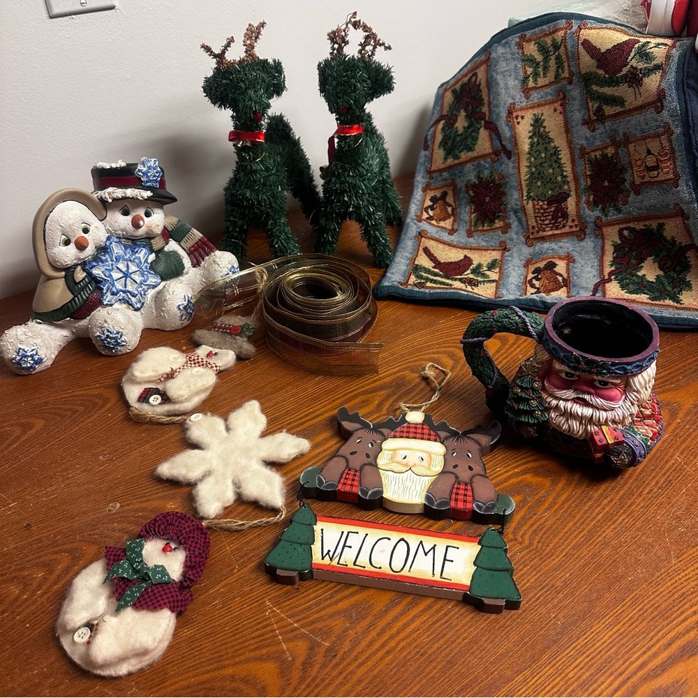 8 piece christmas lot hand painted snowman couple